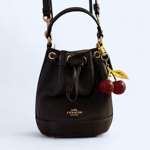 Coach Black Leather Bucket Bag